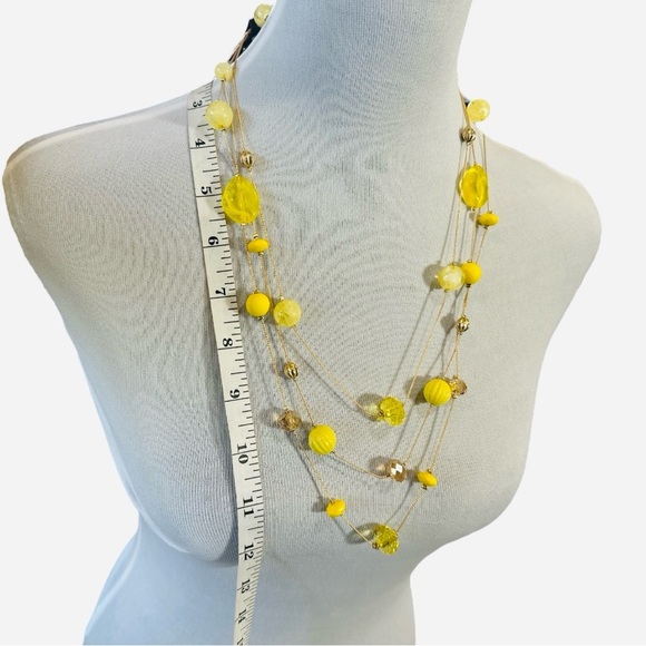 Nicole Miller Yellow Multi-Strand Beaded Necklace and Earring Set, 22” Length - Picture 3 of 5